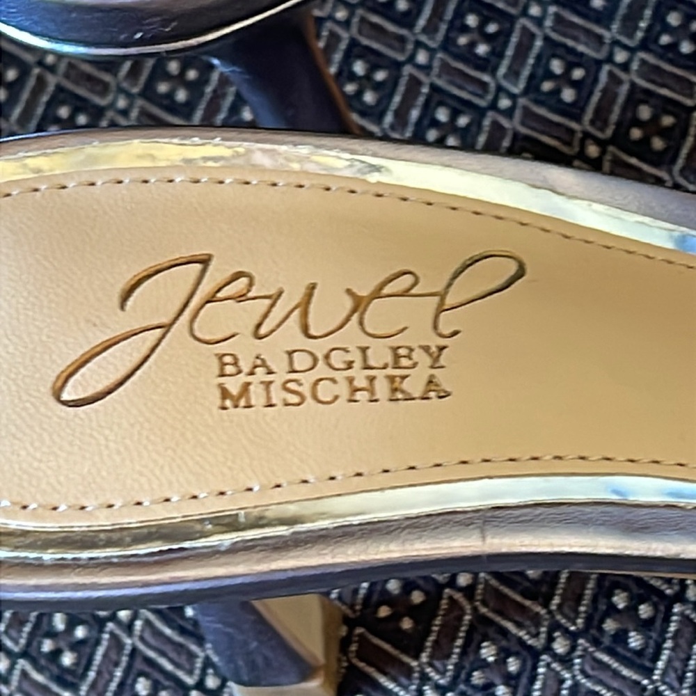 NWOT BADGLEY MISCHKA JEWEL ALLISON RETRO SLIDES SZ 6.5 HEEL 2.95” - Picture 8 of 14